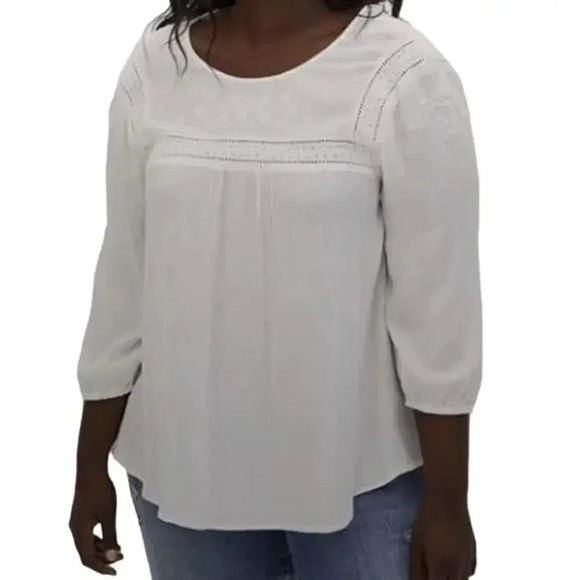 TORRID Crinkle Gauze Embroidered Bohemian Coquette White Blouse Size 3X - Picture 1 of 8